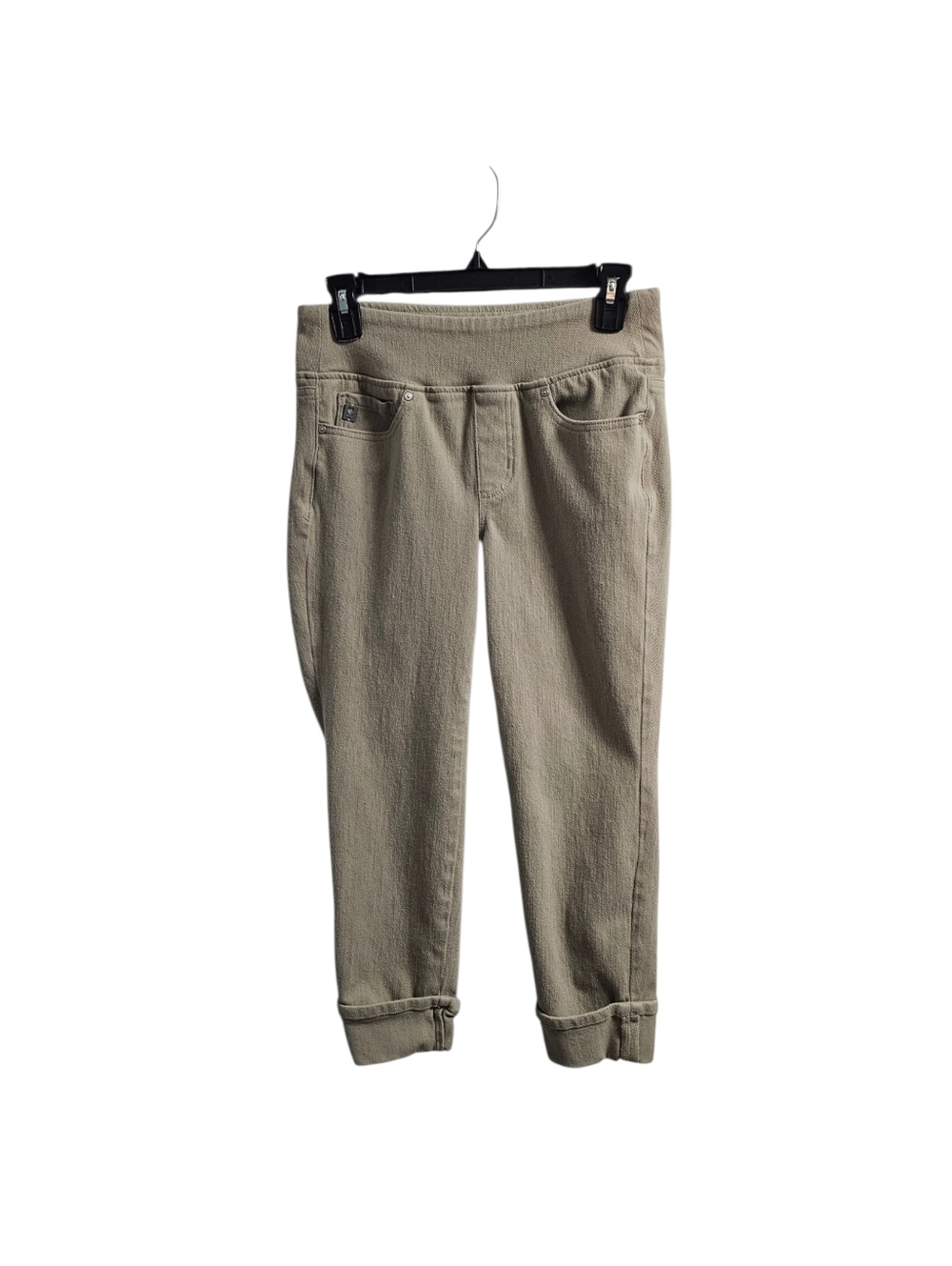 Belle Kim Gravel Pull On Capri Crop Jeans Size 4 Tan Mid Rise